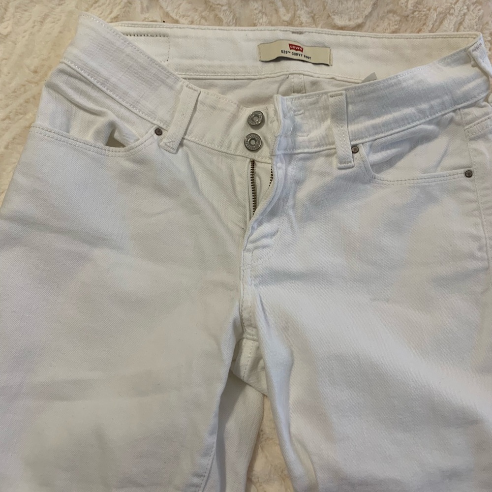 Levi’s 529 curvy boot cut white jeans pants